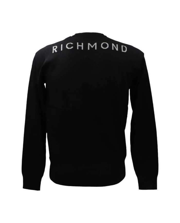 maglia nera da uomo logata in contrasto avanti e dietro | RICHMOND maglia nera da uomo logata in contrasto avanti e dietro | RICHMOND