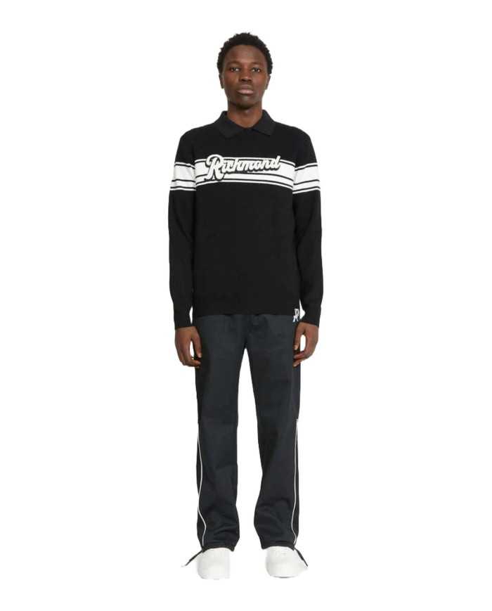maglia nera da uomo con logo davanti ed etichetta in basso | RICHMOND maglia nera da uomo con logo davanti ed etichetta in basso | RICHMOND