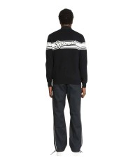 cardigan nero da uomo con etichetta in basso e logo dietro | RICHMOND