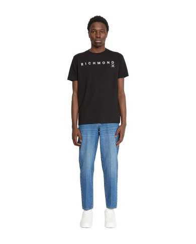 t-shirt nera da uomo con logo a contrasto avanti | RICHMOND t-shirt nera da uomo con logo a contrasto avanti | RICHMOND
