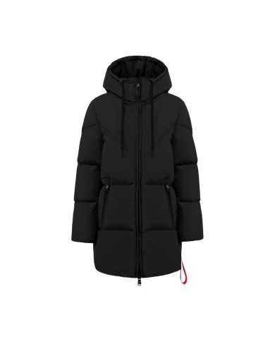 piumino nero da donna con pendaglio portalogo | AFTER LABEL