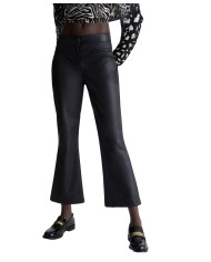 pantaloni cropped neri da donna con motivo intrecciato | LIU JO