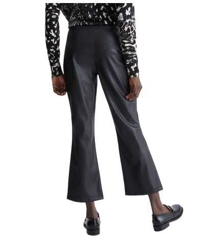 pantaloni cropped neri da donna con motivo intrecciato | LIU JO