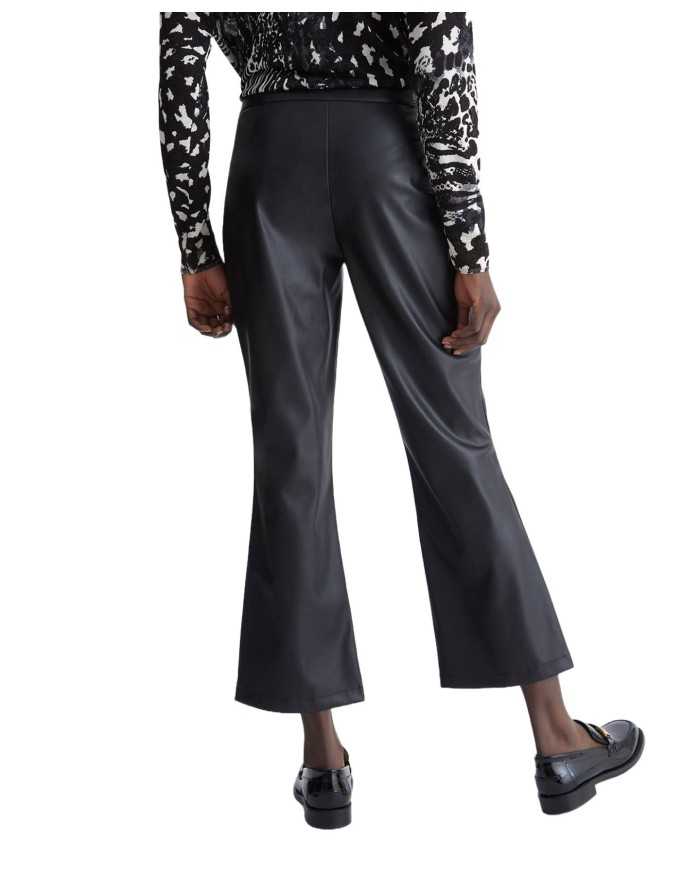 pantaloni cropped neri da donna con motivo intrecciato | LIU JO