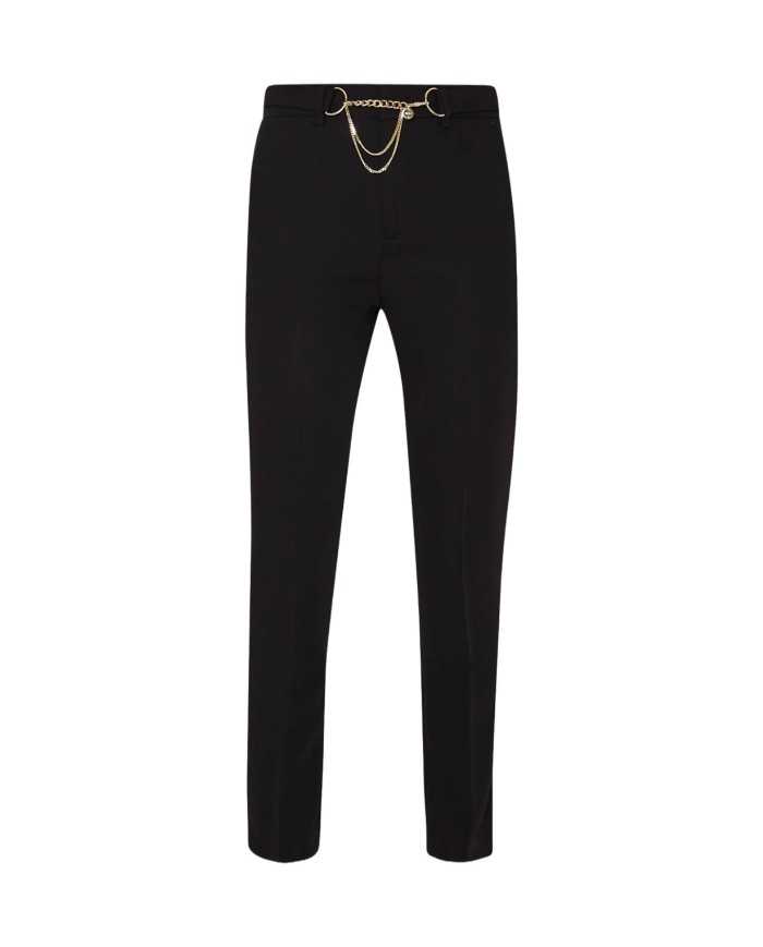 pantalone slim a sigaretta nero da donna con catena e charms | LIU JO pantalone slim a sigaretta nero da donna con catena e charms | LIU JO