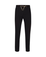 pantalone slim a sigaretta nero da donna con catena e charms | LIU JO