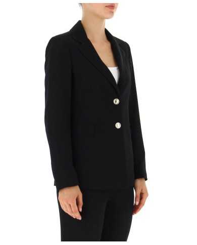 giacca blazer nero da donna con scollo a rever e logo dietro | LIU JO giacca blazer nero da donna con scollo a rever e logo dietro | LIU JO
