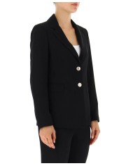 giacca blazer nero da donna con scollo a rever e logo dietro | LIU JO