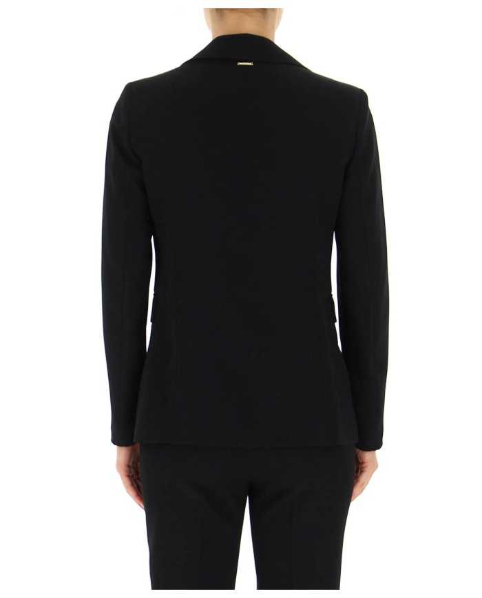 giacca blazer nero da donna con scollo a rever e logo dietro | LIU JO