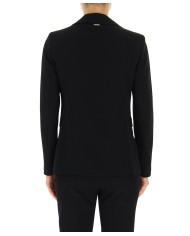 giacca blazer nero da donna con scollo a rever e logo dietro | LIU JO