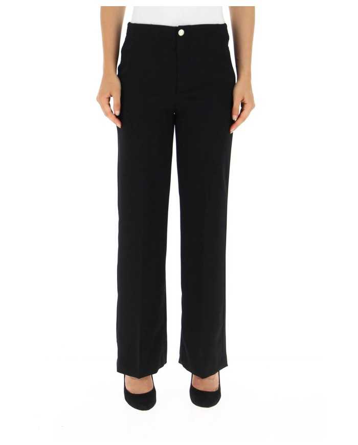 pantalone cropped nero da donna con gamba dritta e piega | LIU JO pantalone cropped nero da donna con gamba dritta e piega | LIU JO