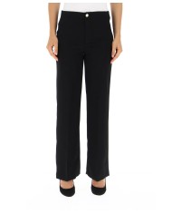 pantalone cropped nero da donna con gamba dritta e piega | LIU JO