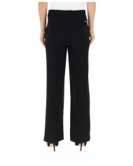 pantalone cropped nero da donna con gamba dritta e piega | LIU JO