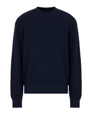 maglia navy da uomo con trama lavorata in cotone | ARMANI EXCHANGE