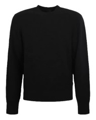 maglia nera da uomo con trama lavorata in cotone | ARMANI EXCHANGE