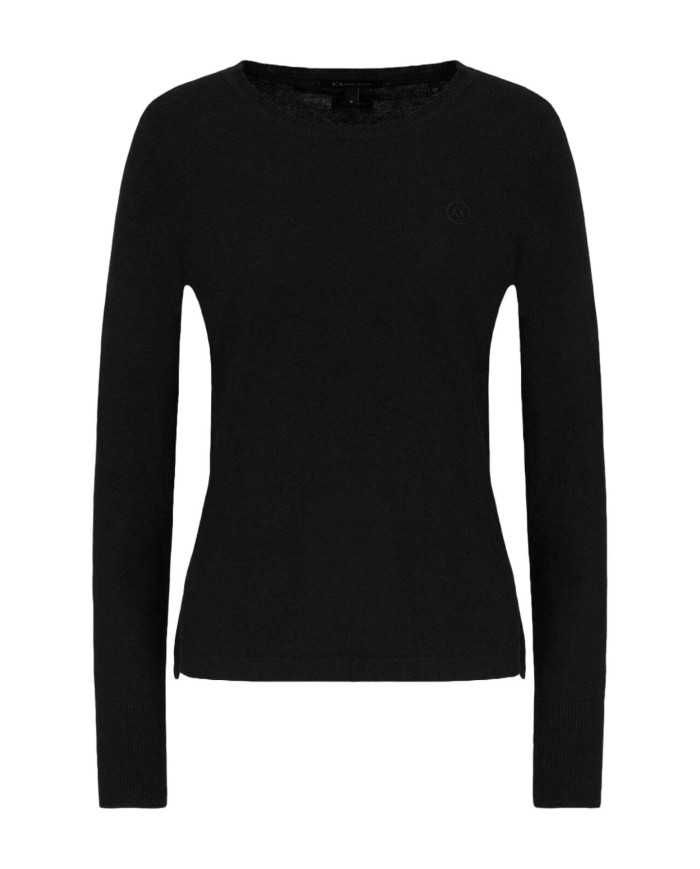 maglia nera da donna con piccolo spacchi e logo | ARMANI EXCHANGE maglia nera da donna con piccolo spacchi e logo | ARMANI EXCHANGE