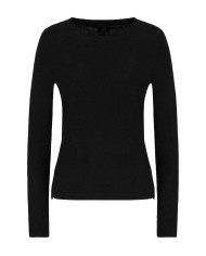 maglia nera da donna con piccolo spacchi e logo | ARMANI EXCHANGE