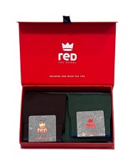 set calze marrone/oliva da uomo con bordi in contrasto | RED