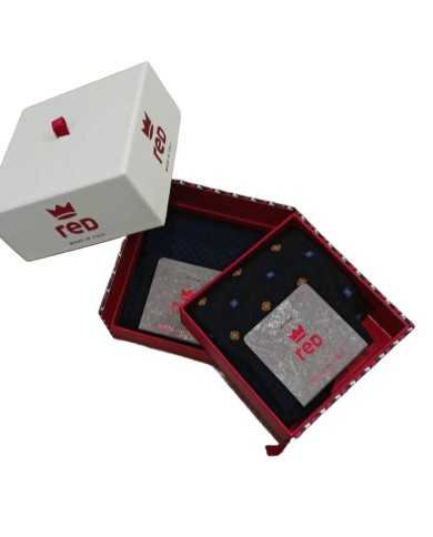 set calze blu da uomo con ricamo fantasia e confezione a cubo | RED set calze blu da uomo con ricamo fantasia e confezione a cubo | RED