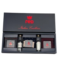 set calze bordeaux da uomo con ricamo fantasia, gin e grappa | RED