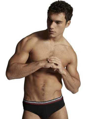 slip nero da uomo logato in tono sul girovita | DSQUARED2 slip nero da uomo logato in tono sul girovita | DSQUARED2