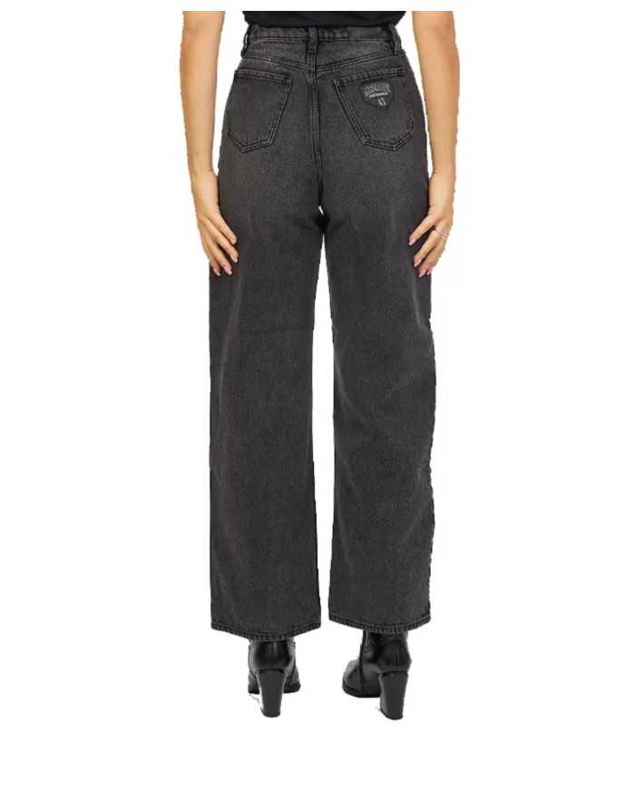 jeans black denim da donna con logo patch su retro | ARMANI EXCHANGE