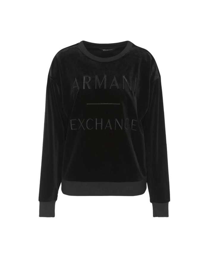 felpa nera da donna con maxi logo ricamato al centro | ARMANI EXCHANGE felpa nera da donna con maxi logo ricamato al centro | ARMANI EXCHANGE