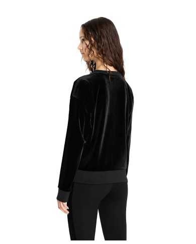 felpa nera da donna con maxi logo ricamato al centro | ARMANI EXCHANGE