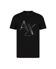 t-shirt nera da uomo con stampa lucida logata | ARMANI EXCHANGE
