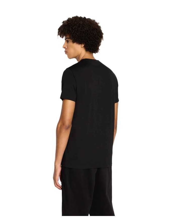 t-shirt nera da uomo con stampa lucida logata | ARMANI EXCHANGE