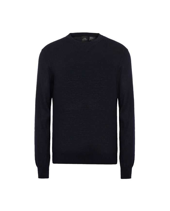 maglia navy da uomo con ricamo logato in piccolo | ARMANI EXCHANGE maglia navy da uomo con ricamo logato in piccolo | ARMANI EXCHANGE