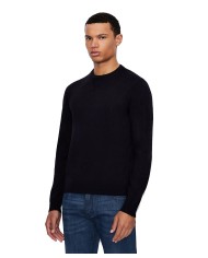 maglia navy da uomo con ricamo logato in piccolo | ARMANI EXCHANGE