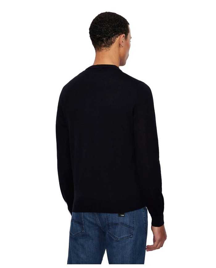 maglia navy da uomo con ricamo logato in piccolo | ARMANI EXCHANGE