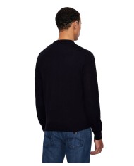 maglia navy da uomo con ricamo logato in piccolo | ARMANI EXCHANGE