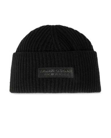 beretto nero da uomo con patch logata su risvolto | ARMANI EXCHANGE beretto nero da uomo con patch logata su risvolto | ARMANI EXCHANGE