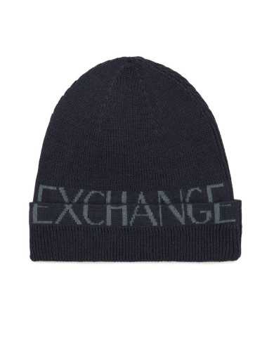 beretto blu navy da uomo con logo ricamato intorno | ARMANI EXCHANGE beretto blu navy da uomo con logo ricamato intorno | ARMANI EXCHANGE