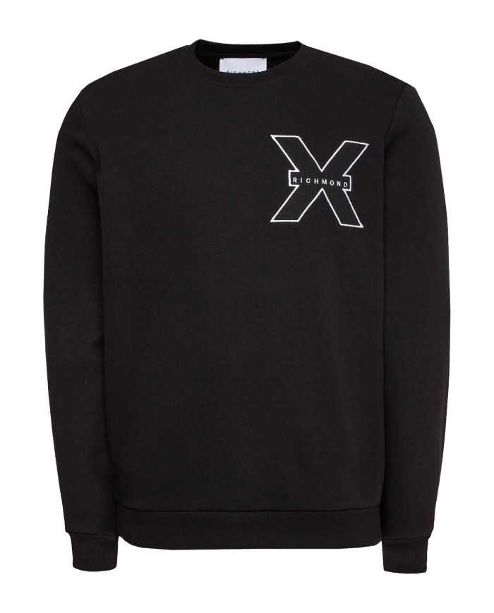 felpa nera da uomo logato in alto a destra | RICHMOND