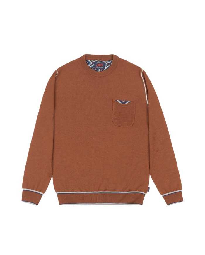 maglia ruggine da uomo con bordi a costine e rifiniture | BOB maglia ruggine da uomo con bordi a costine e rifiniture | BOB