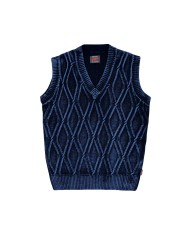 gilet blu da uomo con motivo a treccia lavorato a maglia | BOB