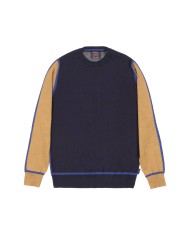 maglia blu notte da uomo con maniche e rifiniture in contrasto | BOB