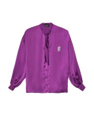 camicia viola da donna con manica lunga a sbuffo | GAELLE