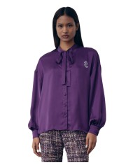 camicia viola da donna con manica lunga a sbuffo | GAELLE