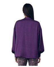 camicia viola da donna con manica lunga a sbuffo | GAELLE