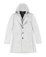 cappotto classico grigio da uomo con stemma logato su risvolto | BOB cappotto classico grigio da uomo con stemma logato su risvolto | BOB