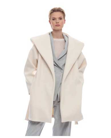 cappotto stile vestaglia burro vaniglia da donna con cappuccio | KOCCA