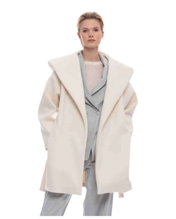 cappotto stile vestaglia burro vaniglia da donna con cappuccio | KOCCA cappotto stile vestaglia burro vaniglia da donna con cappuccio | KOCCA