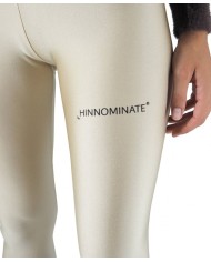 leggins a vita alta nocciola da donna con logo su gamba | HINNOMINATE
