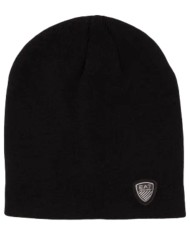 berretto cuffia nero da uomo con risvolti e logo patch | EA7