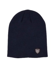 berretto cuffia blue navy da uomo con risvolti e logo patch | EA7
