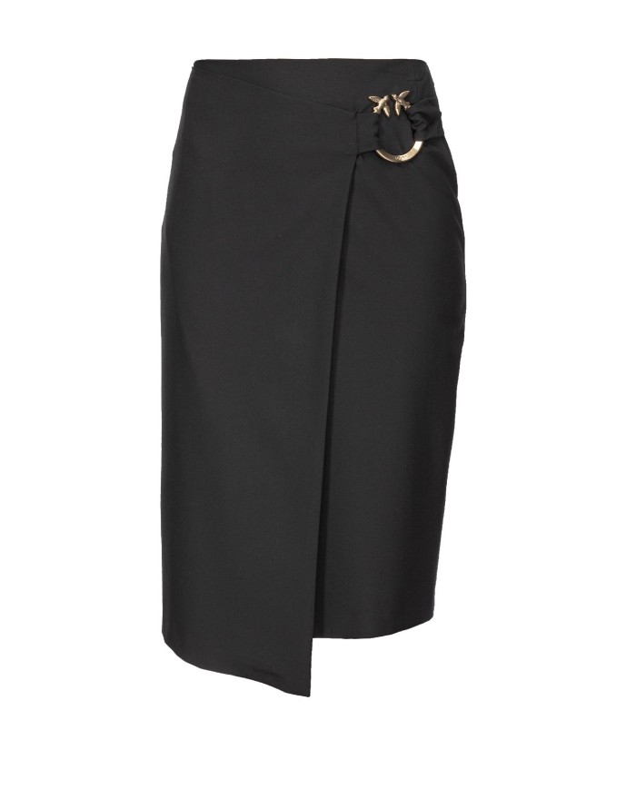 gonna longuette nero limousine da donna con fibbia LOVEBIRDS PINKO